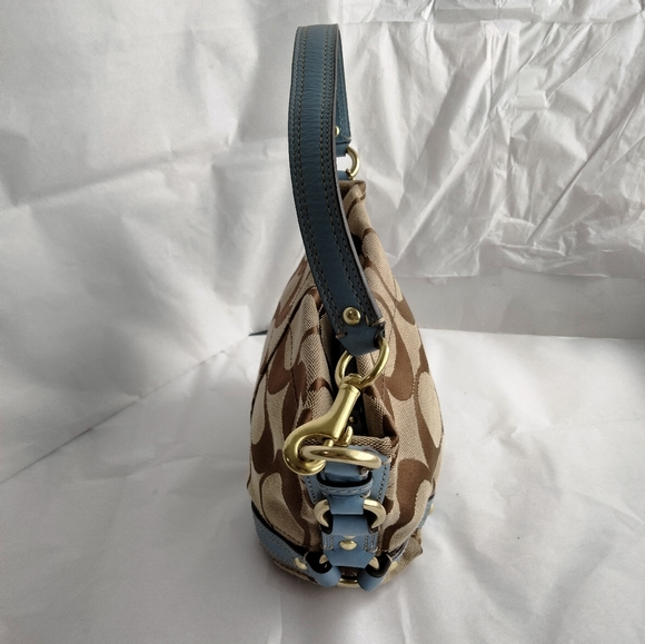 COACH Blue/Brown signature Vintage Handbag - Picture 3 of 15